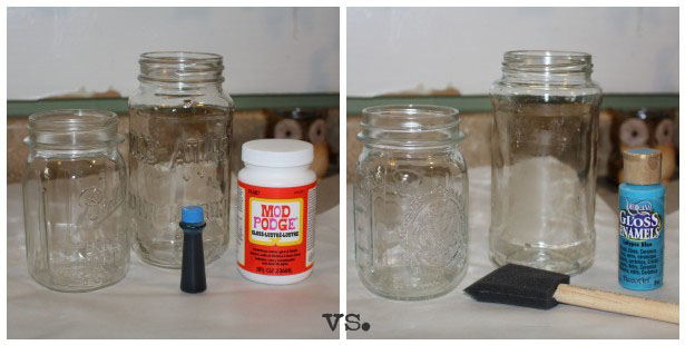DIYF: Colored Mason Jars ~ Modge Podge vs. Paint
